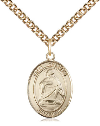 14kt Gold Saint Charles Borromeo Medal Engraved Catholic Saint Jewelry