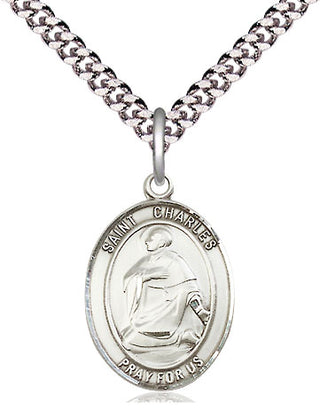 Pewter Saint Charles Borromeo Medal Religious Jewelry Engraved Catholic Saint Jewelry