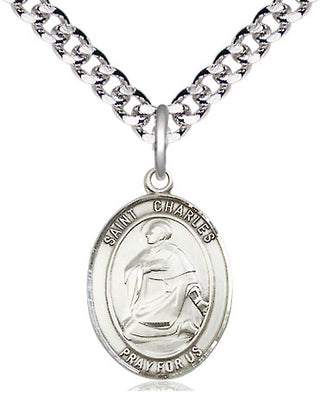 Pewter Saint Charles Borromeo Medal Religious Jewelry Engraved Catholic Saint Jewelry