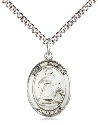 Pewter Saint Charles Borromeo Medal Religious Jewelry Engraved Catholic Saint Jewelry