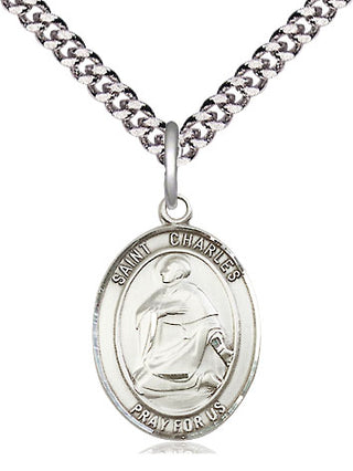 Pewter Saint Charles Borromeo Medal Religious Jewelry Engraved Catholic Saint Jewelry