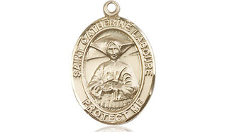 14kt Gold Filled Saint Catherine Laboure Medal Engraved Catholic Saint Jewelry