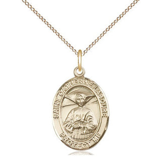 14kt Gold Filled Saint Catherine Laboure Medal Religious Jewelry Engraved Catholic Saint Jewelry
