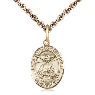 14kt Gold Filled Saint Catherine Laboure Medal Religious Jewelry Engraved Catholic Saint Jewelry