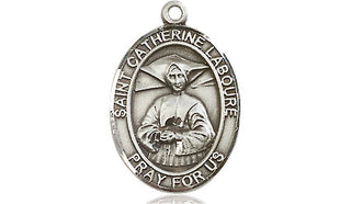Pewter Saint Catherine Laboure Medal Engraved Catholic Saint Jewelry