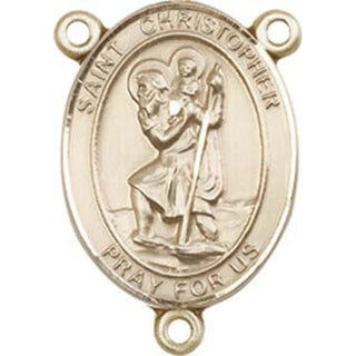 14kt Gold Filled Saint Christopher Rosary Center Rosary Center Engraved Catholic Saint Jewelry