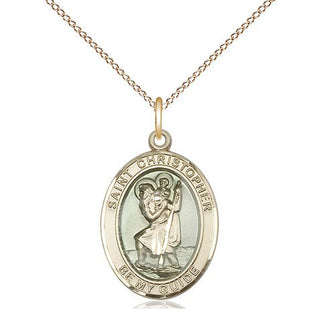 14kt Gold Filled Saint Christopher w/Epoxy Medal Religious Jewelry Engraved Catholic Saint Jewelry