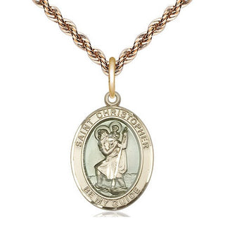 14kt Gold Filled Saint Christopher w/Epoxy Medal Religious Jewelry Engraved Catholic Saint Jewelry