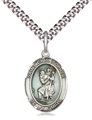 Pewter Saint Christopher Medal Religious Jewelry Engraved Catholic Saint Jewelry