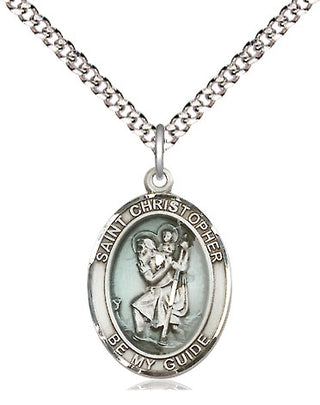 Sterling Silver Saint Christopher Medal Religious Jewelry Engraved Catholic Saint Jewelry