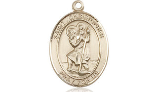 14kt Gold Filled Saint Christopher Medal Engraved Catholic Saint Jewelry