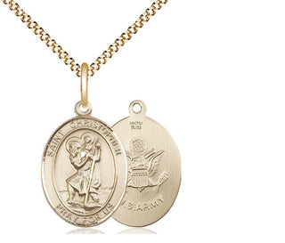 14kt Gold Filled Saint Christopher Army Medal Religious Jewelry