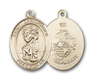 Gold-Filled Saint Christopher Marines Pendant
