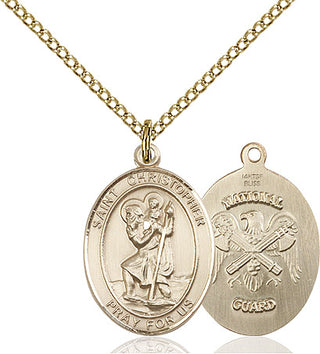14kt Gold Filled Saint Christopher National Guard Medal Religious Jewelry