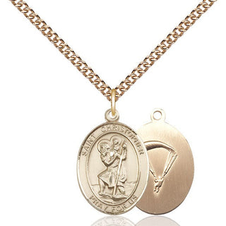 14kt Gold Filled Saint Christopher Paratrooper Medal Religious Jewelry