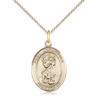 14kt Gold Filled Saint Christopher Medal Religious Jewelry Engraved Catholic Saint Jewelry
