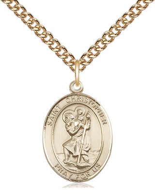 14kt Gold Filled Saint Christopher Medal Religious Jewelry Engraved Catholic Saint Jewelry