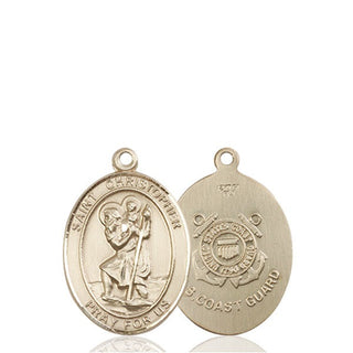 14kt Gold Saint Christopher Coast Guard Medal