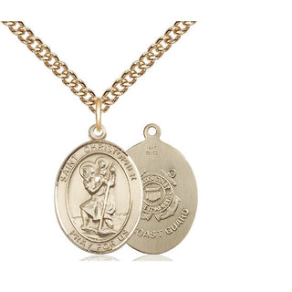 14kt Gold Saint Christopher Coast Guard Medal
