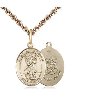 14kt Gold Saint Christopher Coast Guard Medal