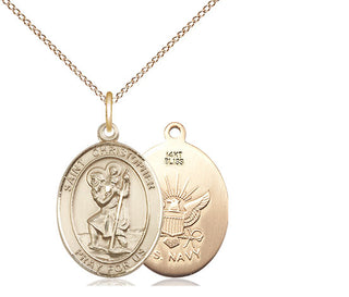 14kt Gold Saint Christopher Navy Medal