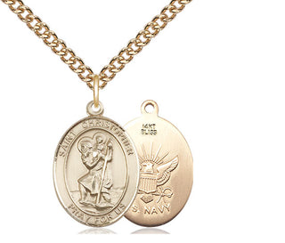 14kt Gold Saint Christopher Navy Medal