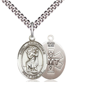 Pewter Saint Christopher EMT Medal Religious Jewelry