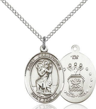 Pewter Saint Christopher Air Force Medal Religious Jewelry