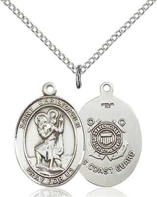 Pewter Saint Christopher Coast Guard Medal Religious Jewelry