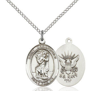 Pewter Saint Christopher Navy Medal Religious Jewelry