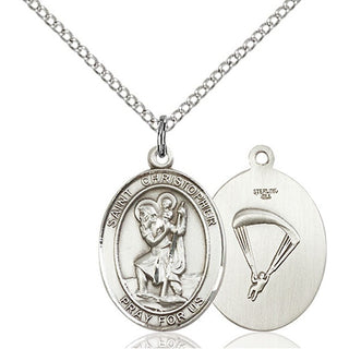Pewter Saint Christopher Paratrooper Medal Religious Jewelry