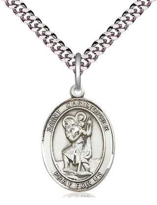 Pewter Saint Christopher Medal Religious Jewelry Engraved Catholic Saint Jewelry