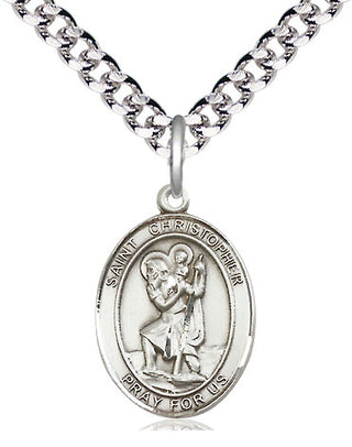 Pewter Saint Christopher Medal Religious Jewelry Engraved Catholic Saint Jewelry