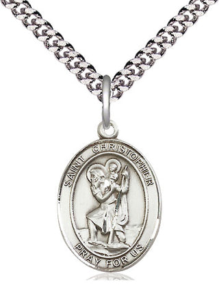 Pewter Saint Christopher Medal Religious Jewelry Engraved Catholic Saint Jewelry