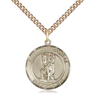14kt Gold Filled Saint Christopher Medal Religious Jewelry Engraved Catholic Saint Jewelry