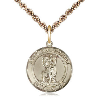 14kt Gold Saint Christopher Medal Engraved Catholic Saint Jewelry