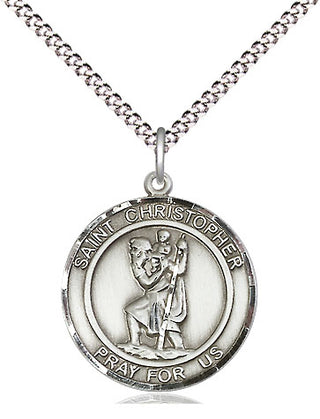 Pewter Saint Christopher Medal Religious Jewelry Engraved Catholic Saint Jewelry