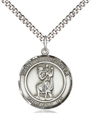 Pewter Saint Christopher Medal Religious Jewelry Engraved Catholic Saint Jewelry
