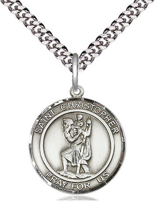 Pewter Saint Christopher Medal Religious Jewelry Engraved Catholic Saint Jewelry