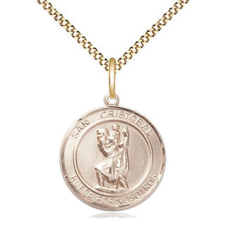 14kt Gold Filled San Cristobal Medal Religious Jewelry Engraved Catholic Saint Jewelry