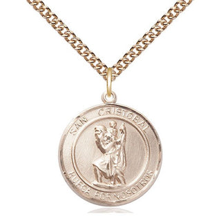 14kt Gold Filled San Cristobal Medal Religious Jewelry Engraved Catholic Saint Jewelry