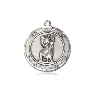 Sterling Silver San Cristobal Medal Religious Jewelry Engraved Catholic Saint Jewelry