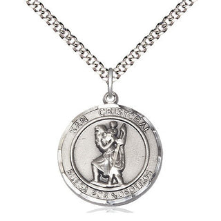 Sterling Silver San Cristobal Medal Religious Jewelry Engraved Catholic Saint Jewelry