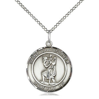 Sterling Silver Saint Christopher Medal Religious Jewelry Engraved Catholic Saint Jewelry