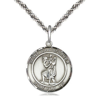 Sterling Silver Saint Christopher Medal Religious Jewelry Engraved Catholic Saint Jewelry