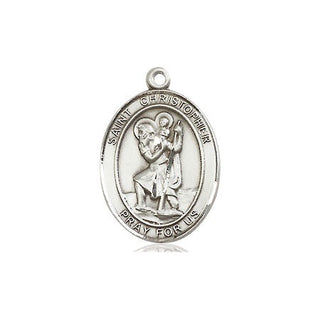 Sterling Silver Saint Christopher Medal Religious Jewelry Engraved Catholic Saint Jewelry
