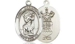 Sterling Silver Saint Christopher Air Force Medal Religious Jewelry