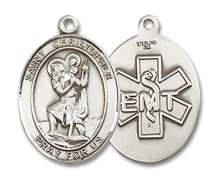 Sterling Silver Saint Christopher EMT Medal Religious Jewelry
