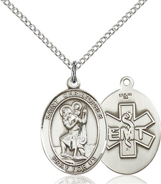 Sterling Silver Saint Christopher EMT Medal Religious Jewelry