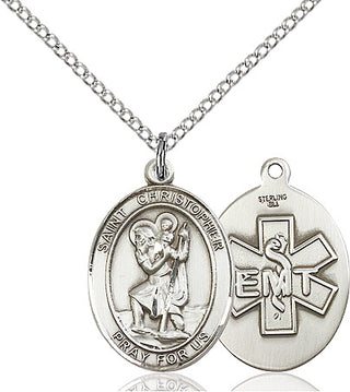 Sterling Silver Saint Christopher EMT Medal Religious Jewelry